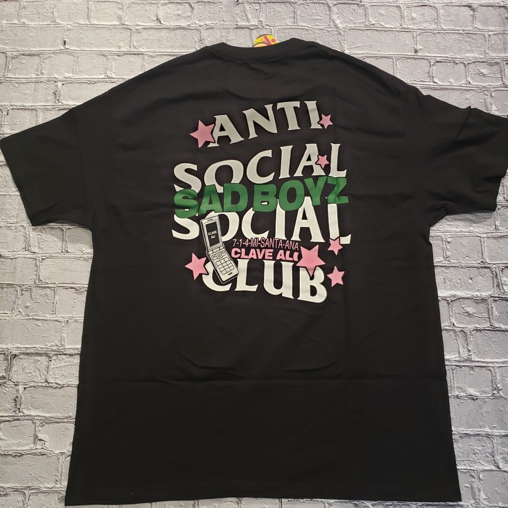 Anti Social Social Club Sad Boyz Clave Ali Black T-Shirt Mens XL New